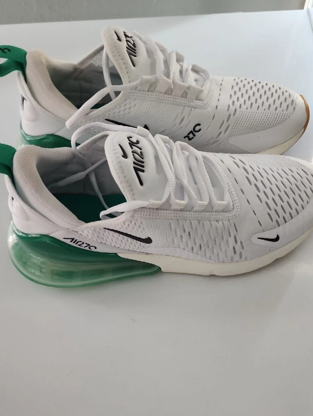 Nike White and Green Air Max 270-Style Sneakers